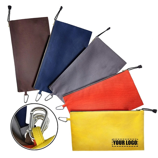 Canvas Tool Pouch Zipper Bag with Carabiner