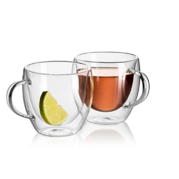 2.5oz Crystalite Double Wall Glass Coffee Mugs