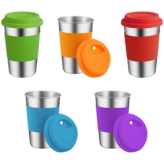 17 oz Stainless Steel Cups with Silicone Lids &Sleeves