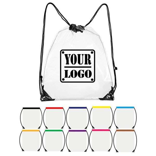 Large Clear Waterproof Stadium Drawstring Backpack
