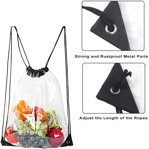 Large Clear Waterproof Stadium Drawstring Backpack