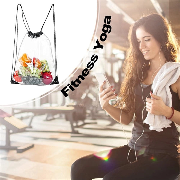 Large Clear Waterproof Stadium Drawstring Backpack