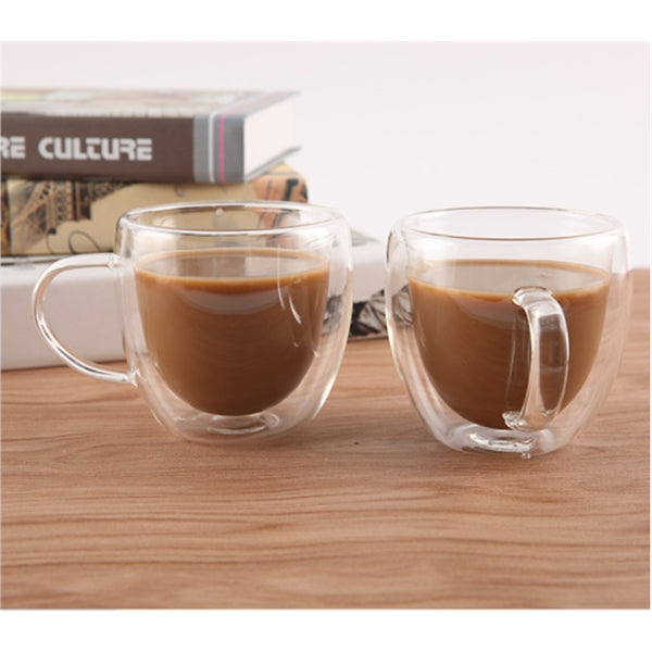 2.5oz Crystalite Double Wall Glass Coffee Mugs