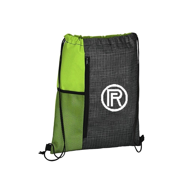 Drawstring Bag With Zipper And Mesh Pocket