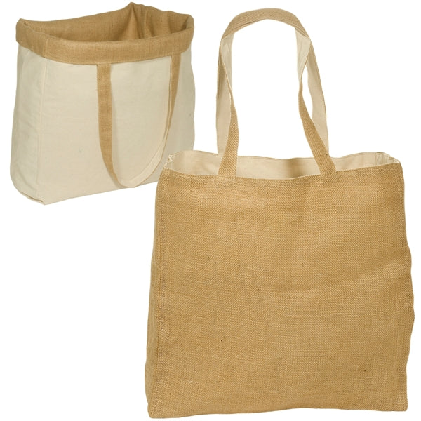 Reversible Jute Bag 14.5" X 14.75" X 5" Cotton Interior