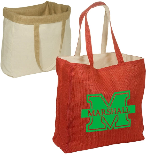 Reversible Jute Bag 14.5" X 14.75" X 5" Cotton Interior