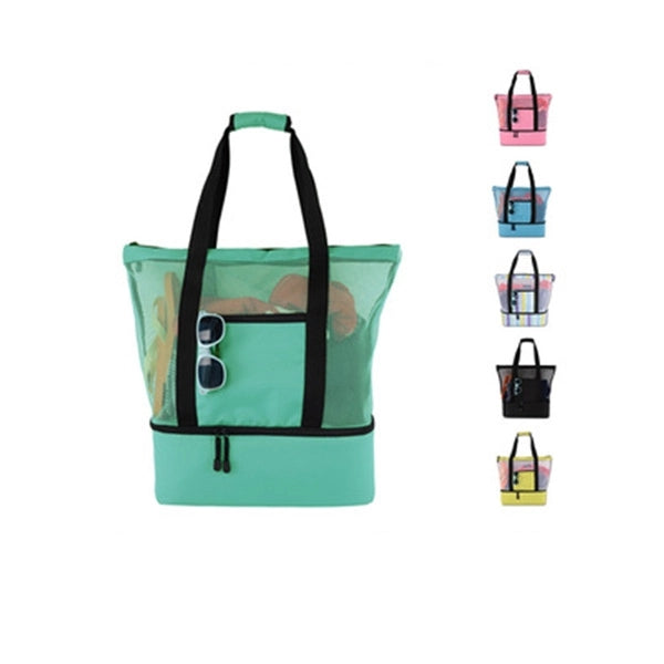 Mesh Women Waterproof Sandproof Beach Tote Bag with Cooler