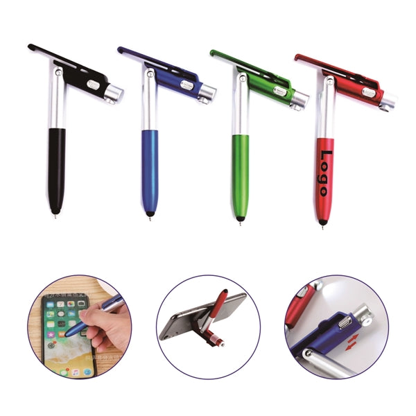 4-in1 Phone Stand LED Flashlight Stylus Pen