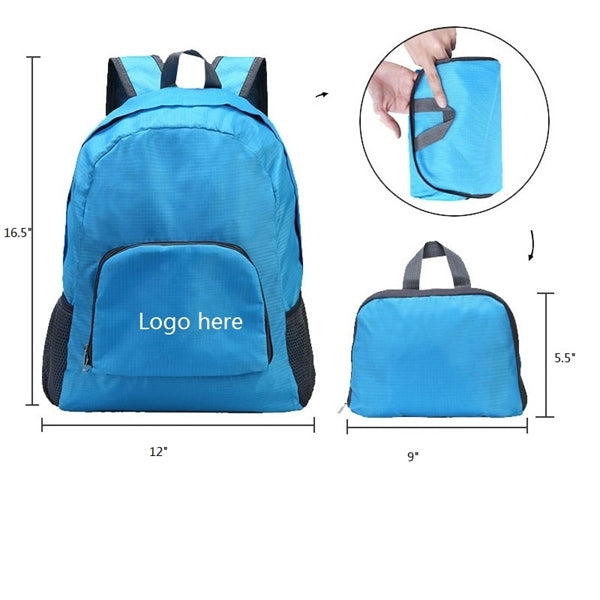 Waterproof fabric folding backpack with customized logo