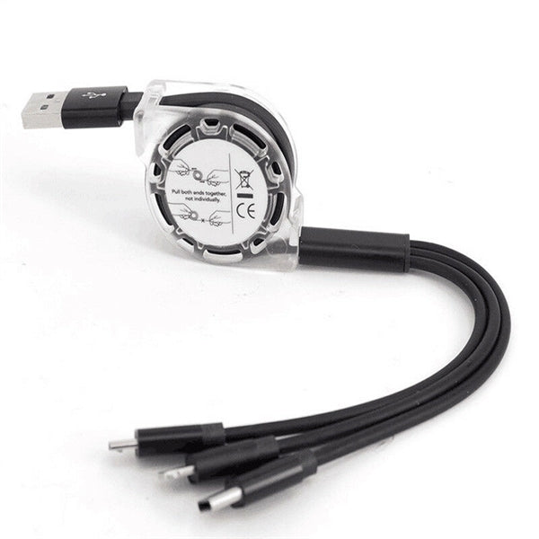 3 in 1 Multi USB Retracrable Charger Cable