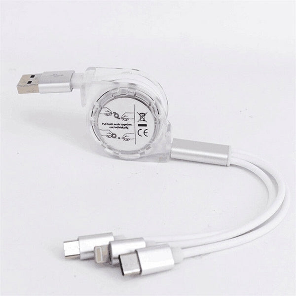 3 in 1 Multi USB Retracrable Charger Cable