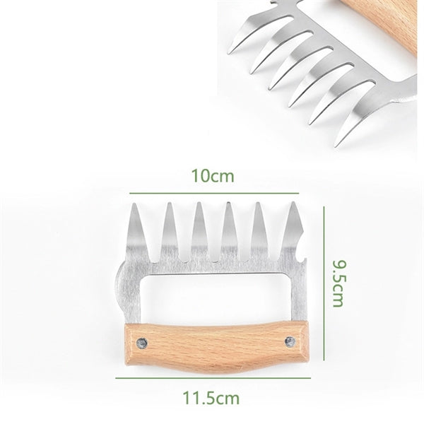 Stainless Steel Metal Meat Shredder Claws with Wooden Handle