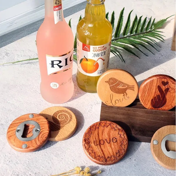 Wooden Bottle Opener Fridge Magnet