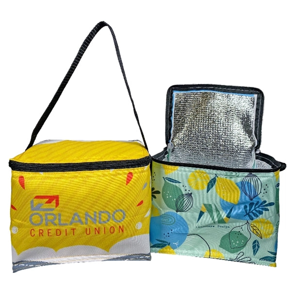Full Color 6 Can Cooler with Foil Insulation