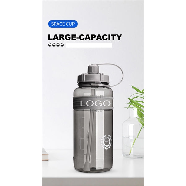 Straw Portable Cup Plastic Water Bottle Sports Fitness 34 Oz