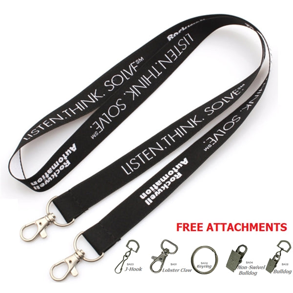 1" Custom Open Ended Polyester Lanyard w/ Badge Holder
