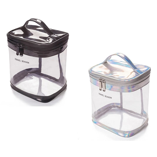 Portable Clear Waterproof Cosmetic Toiletry Bag With Handle