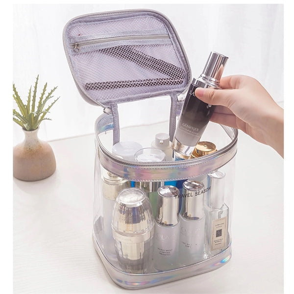 Portable Clear Waterproof Cosmetic Toiletry Bag With Handle