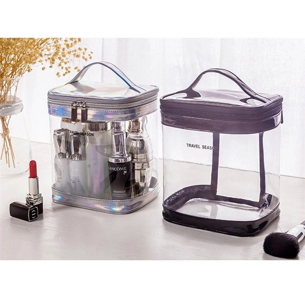 Portable Clear Waterproof Cosmetic Toiletry Bag With Handle
