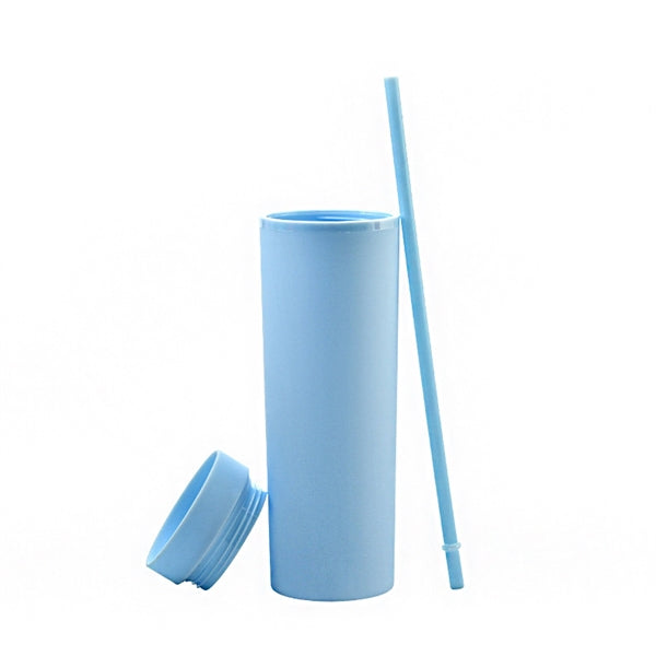 Plastic Frosted Cup With Straw