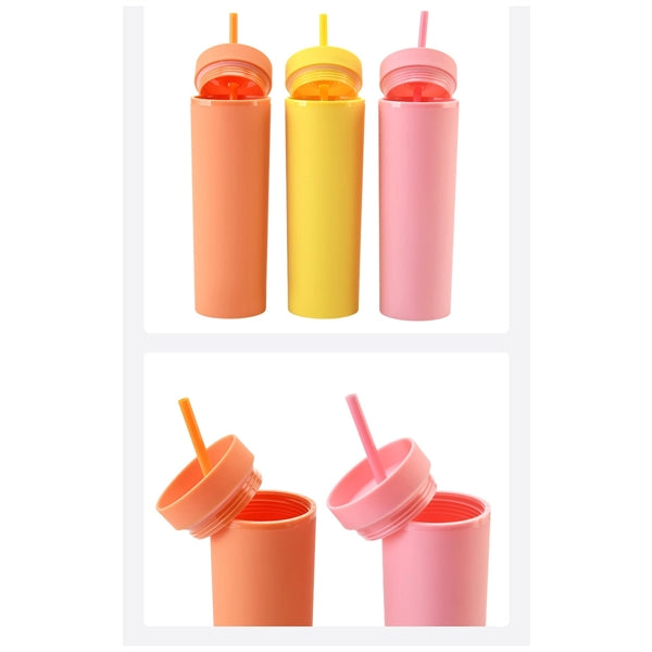 Plastic Frosted Cup With Straw