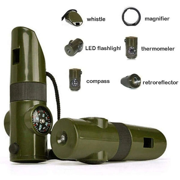 Outdoor 7 In 1 Multi-function Survival Whistle
