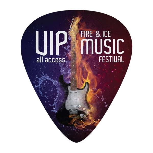 4" x 4-3/4" Guitar Pick Satin Sticky, Event Badge Sticker