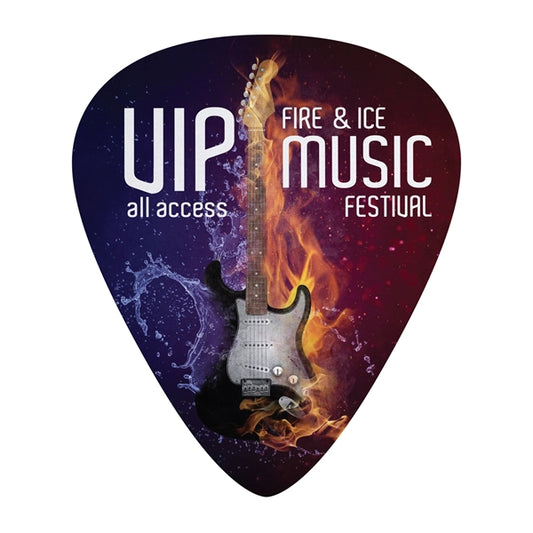 4" x 4-3/4" Guitar Pick Satin Sticky, Event Badge Sticker