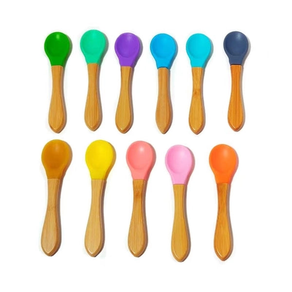 Baby Silicone Utensil Set with bamboo handles