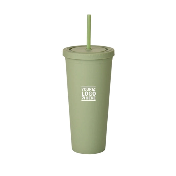 24oz Double Wall Coffee Cup Travel Tumblers W/ Straw