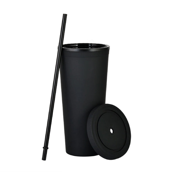 24oz Double Wall Coffee Cup Travel Tumblers W/ Straw
