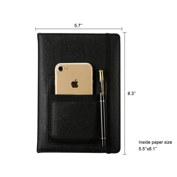 A5 Bound Notebook With Pen Holder Phone Pocket