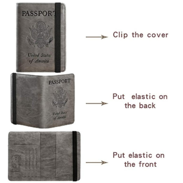 Passport Holder RFID Wallet PU Leather Card Case
