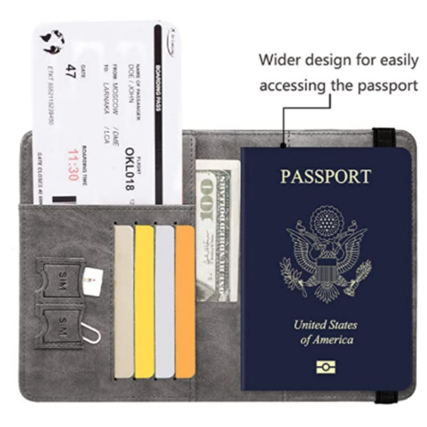 Passport Holder RFID Wallet PU Leather Card Case