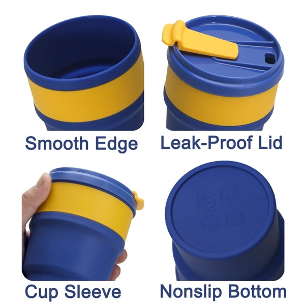 Silicone Collapsible Cup Foldable Travel Mug with Lids