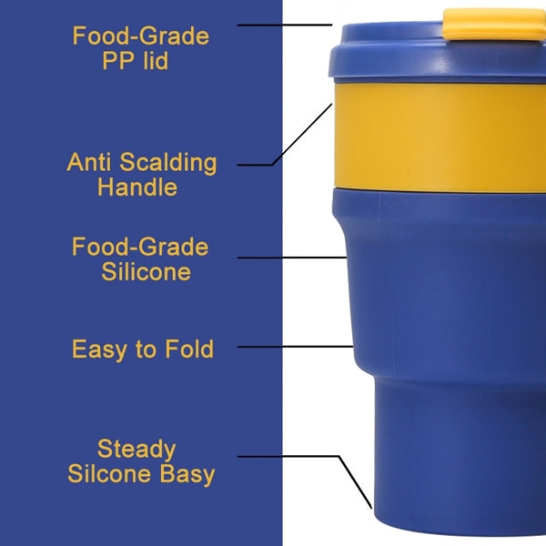 Silicone Collapsible Cup Foldable Travel Mug with Lids