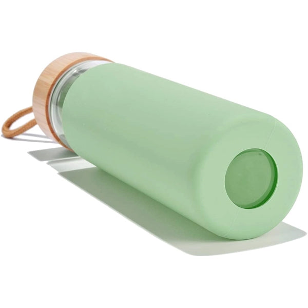 20 Oz Borosilicate Glass Water Bottle with Bamboo Lid