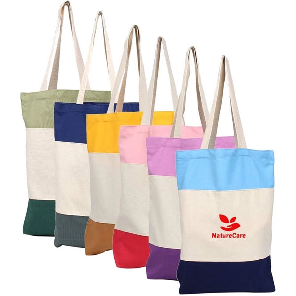 Tri-Color Canvas Shopping Tote Bags