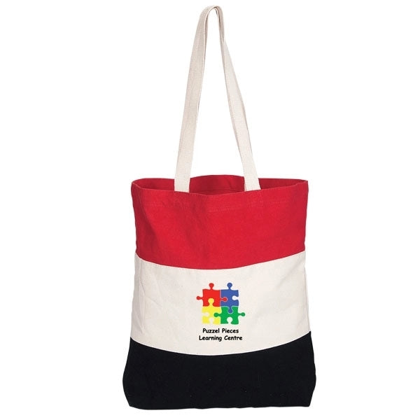 Tri-Color Canvas Shopping Tote Bags