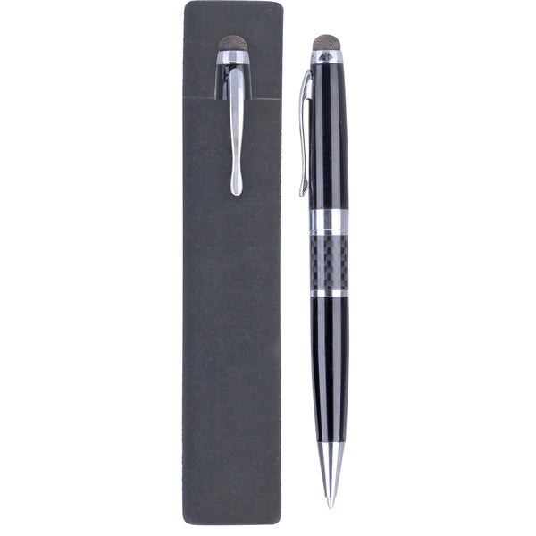 Executive High Carbon Fiber Brass Stylus Pen w/ PE Pouch