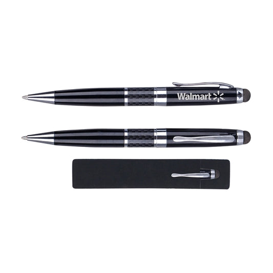 Carbon Fiber Ballpoint Pen & Stylus with PE Pouch