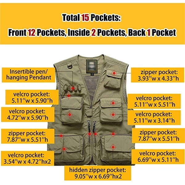 Casual Outdoor Work Safari Fishing Travel Photo Cargo Vest