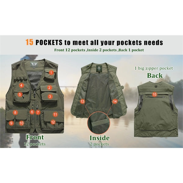 Casual Outdoor Work Safari Fishing Travel Photo Cargo Vest