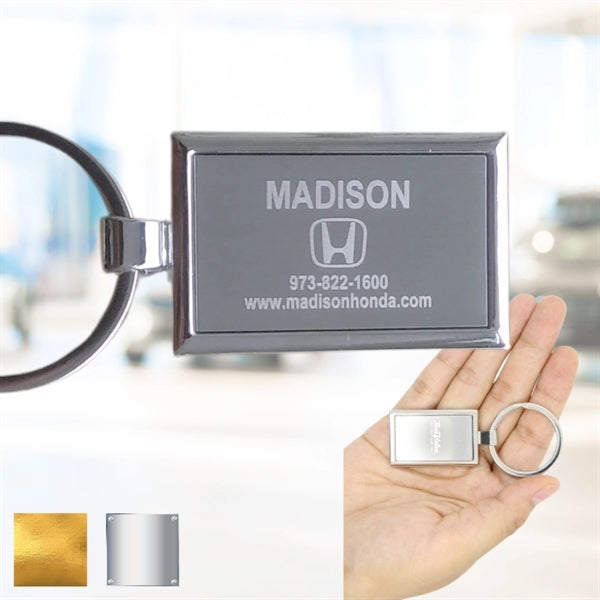 Rectangular Metal Chrome Keychain