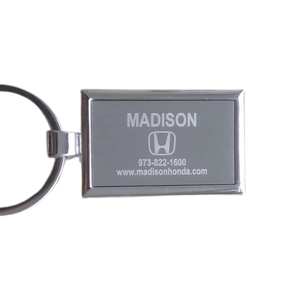 Rectangular Metal Chrome Keychain