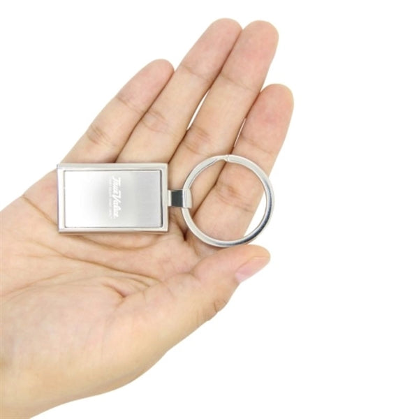 Rectangular Metal Chrome Keychain