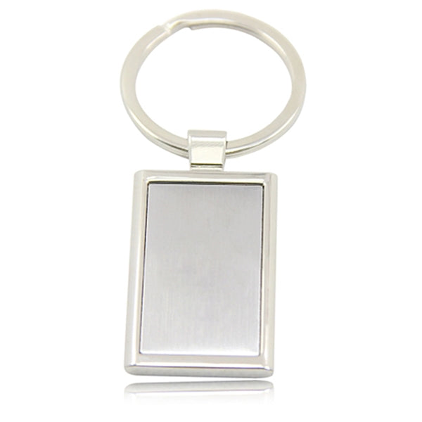 Rectangular Metal Chrome Keychain