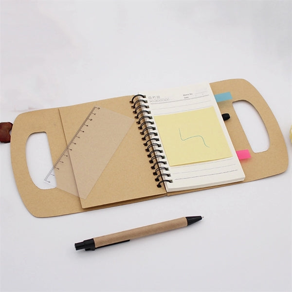 Spiral Sticky Note Set with Pen and Ruler