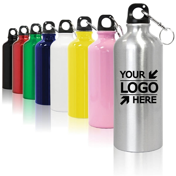 Sporty Aluminum Water Bottle w/ Carabiner 17 oz Bottles
