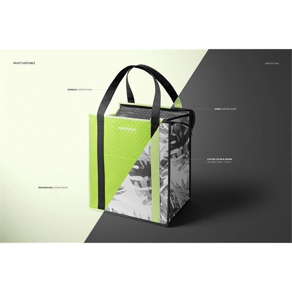 Two Tones Therm-O Tote Insulated Grocery Bag With Pocket